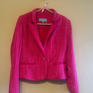 Draper James Vibrant Pink Boucle Blazer